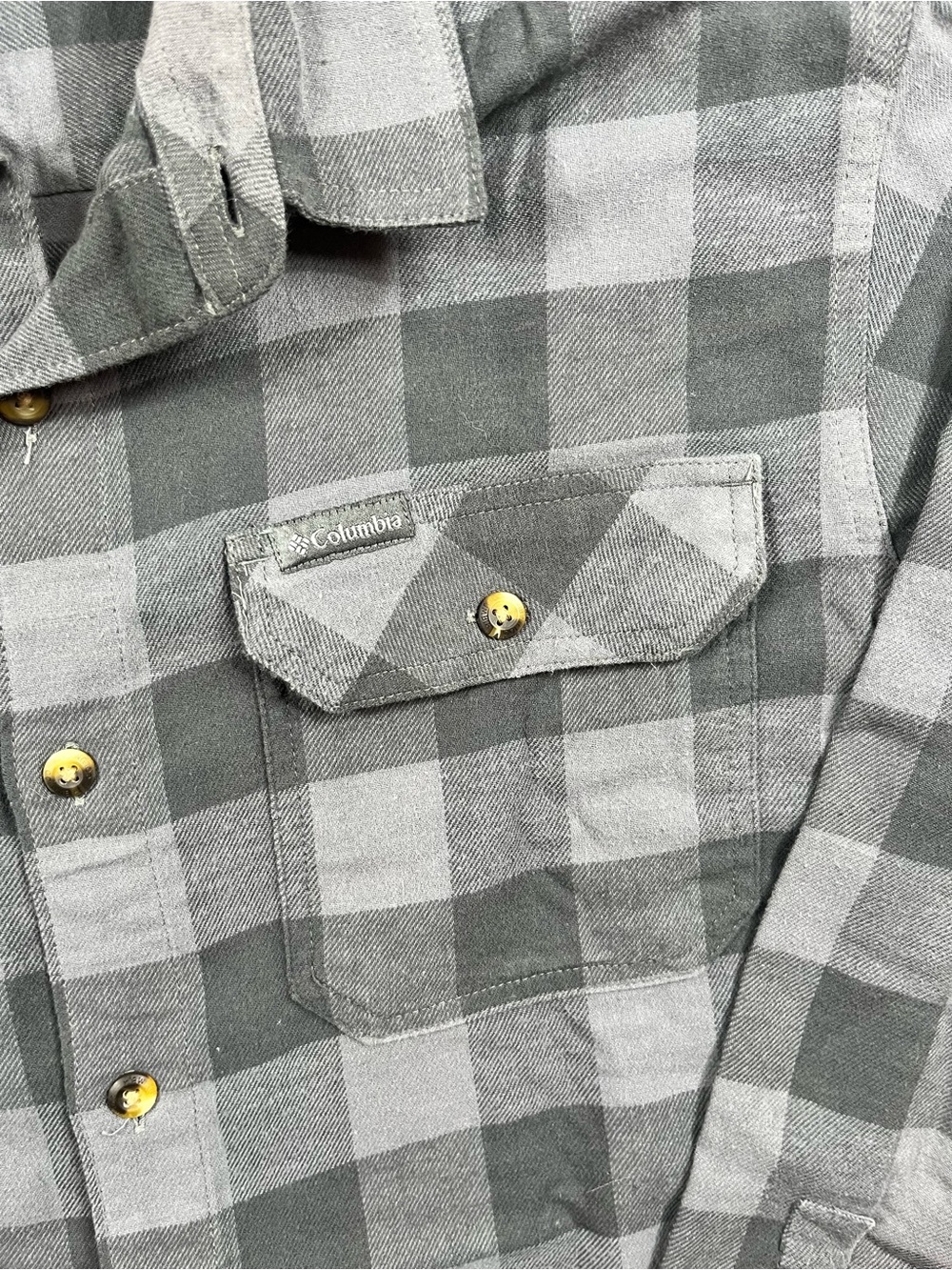 Columbia Western Flannel Men's M Gray Plaid - Picture 2 of 6